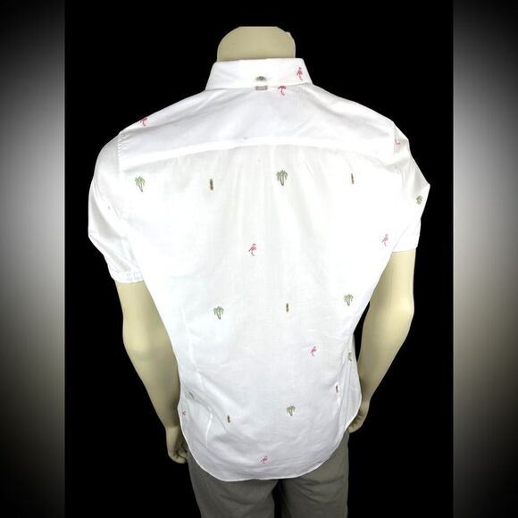 Ted Baker S/S Button Down with Tropical Motif Size 4 (Small) Like New Condition - Picture 6 of 8